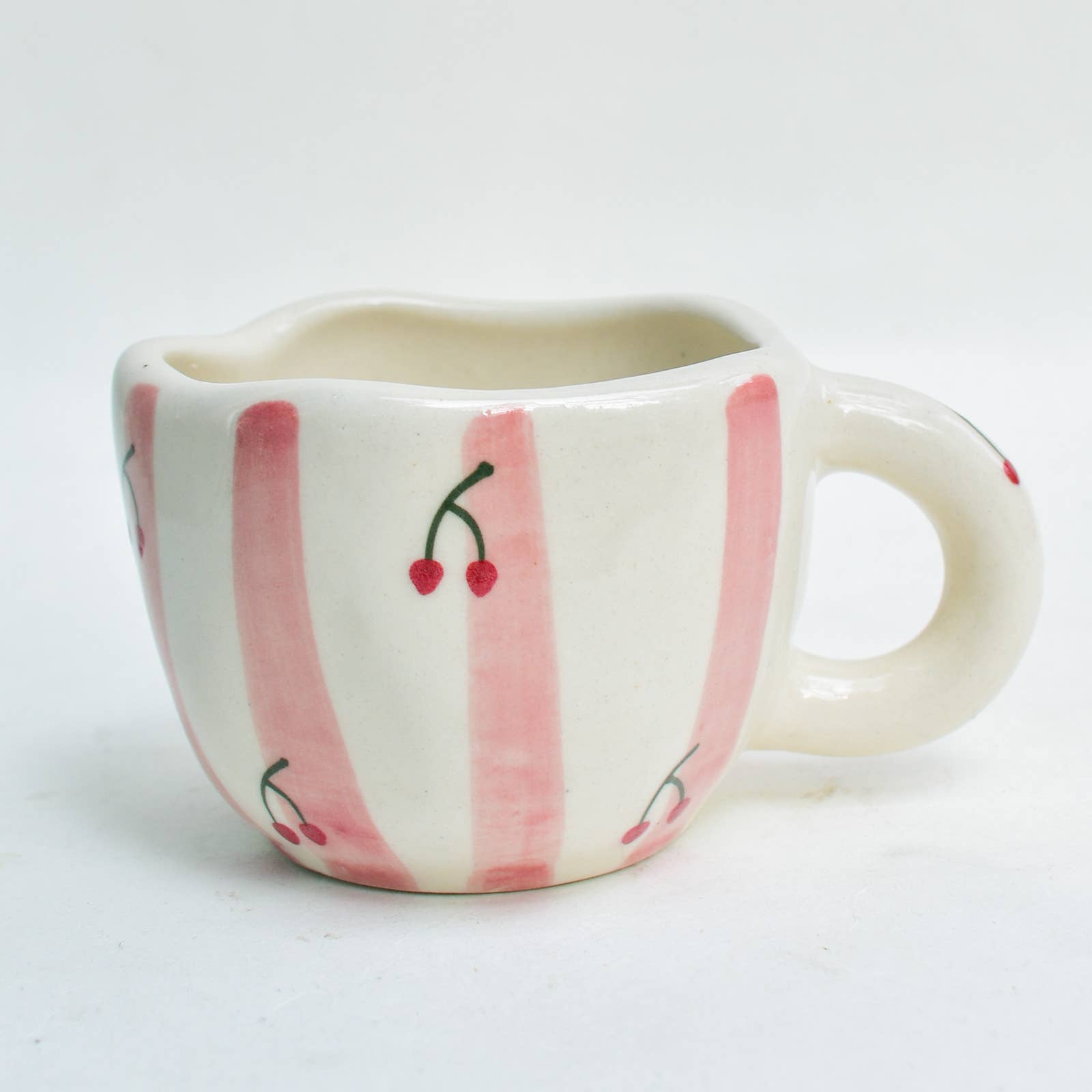 Casa Amarosa - Wholesale Coffee Mug - Pink Striped Cheri Ceramic Mug - 4 x 2.5 Inches , 6.5 oz1