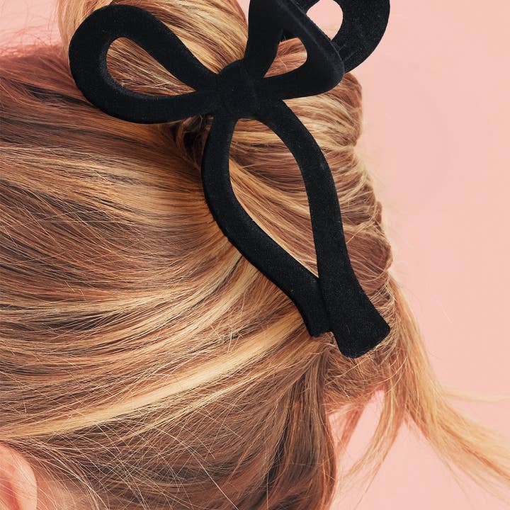 Black Velvet Bow Claw Clip for wholesale by Jumble&Co