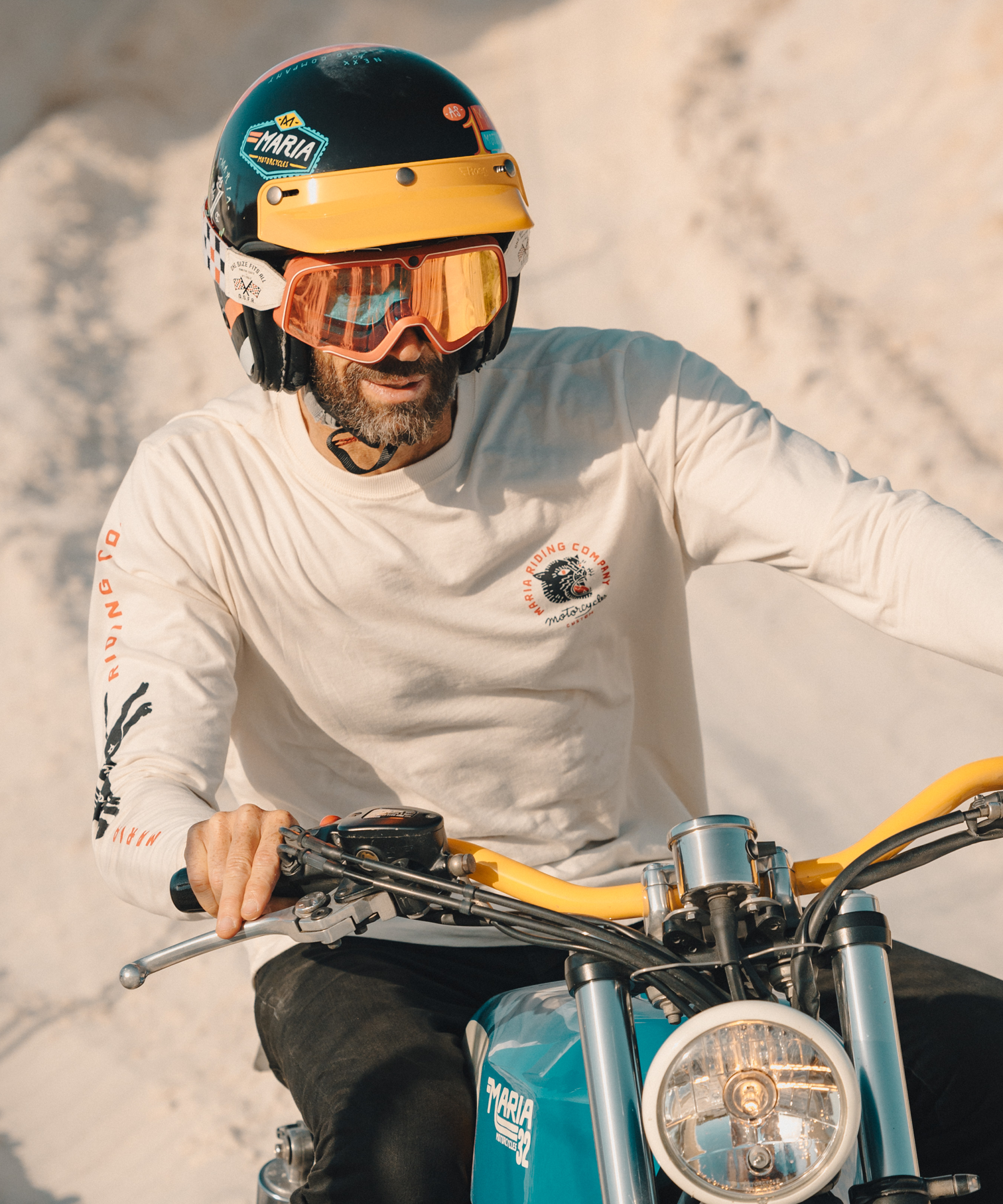 Maria Riding Company - Wholesale Graphic Sweatshirt - Men's - Panther Head Long Sleeve - Raw White1