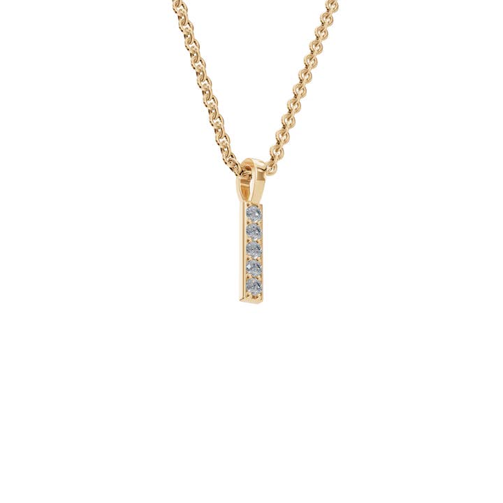 PureYou Jewelry - Wholesale Pendant/Charm Necklace - 14k Gold Diamond Bar Necklace, Dainty Diamond Pendant
