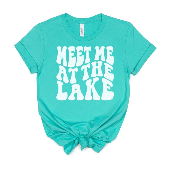Meet Me at the Lake Seagreen Tee White Ink for wholesale by Simply Tees
