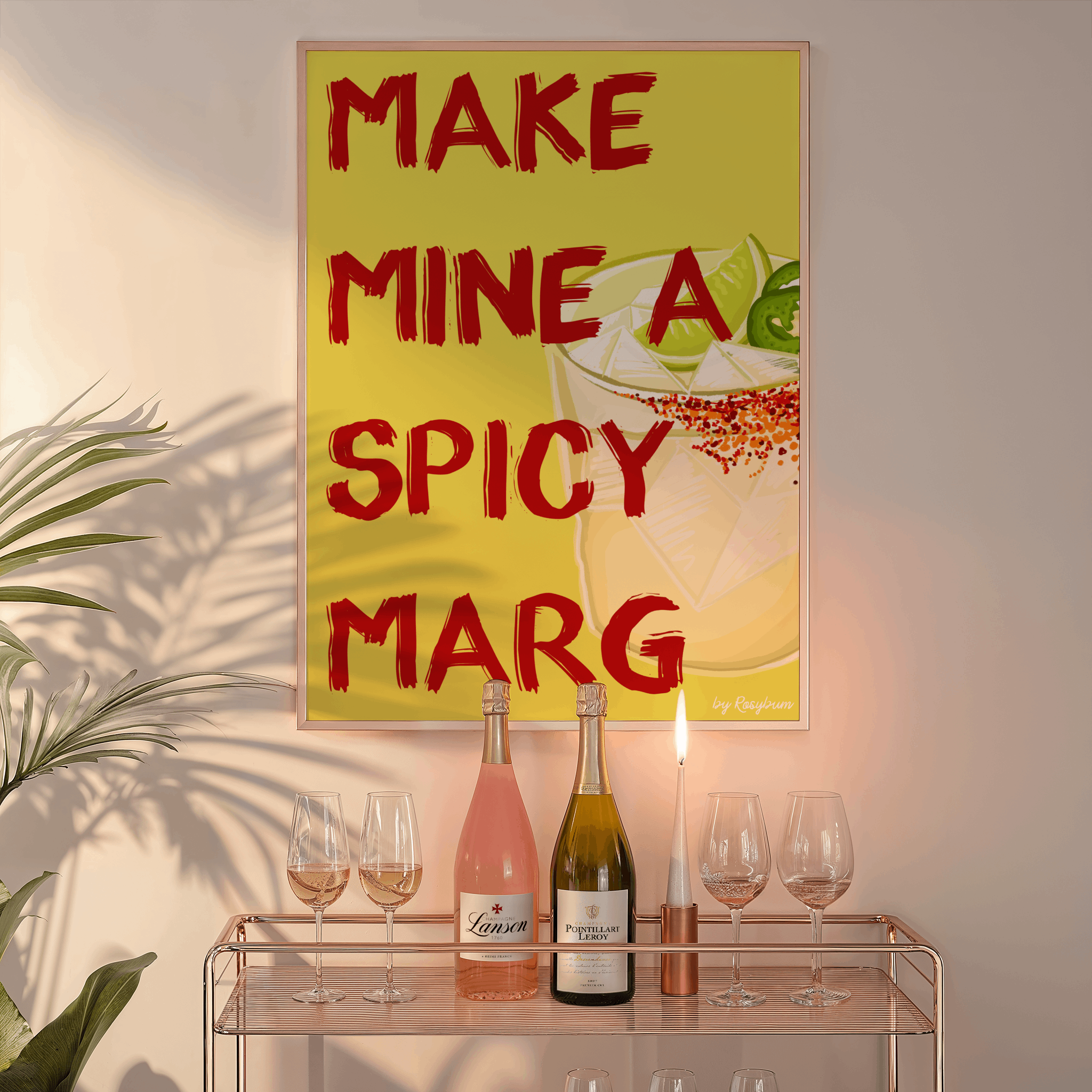 by Rosybum - Wholesale Art Print - Make Mine A Spicy Marg - Spicy Margarita Cocktail Wall Art5