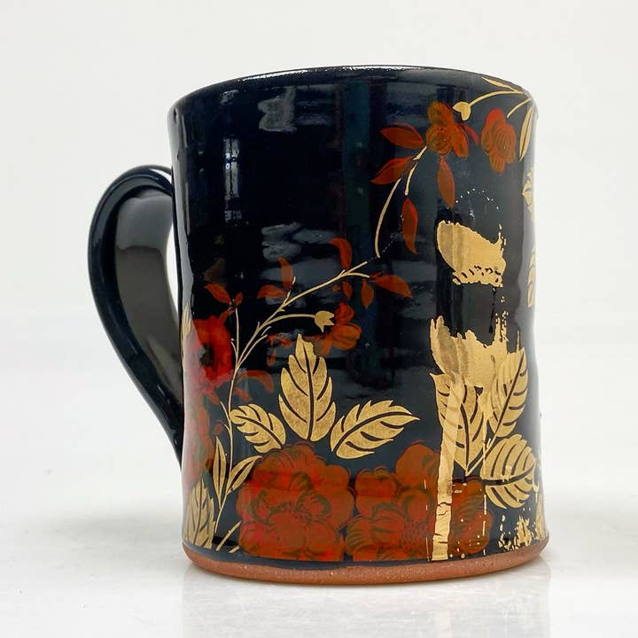 Mug Floral noir pour la vente par Rothshank Artworks