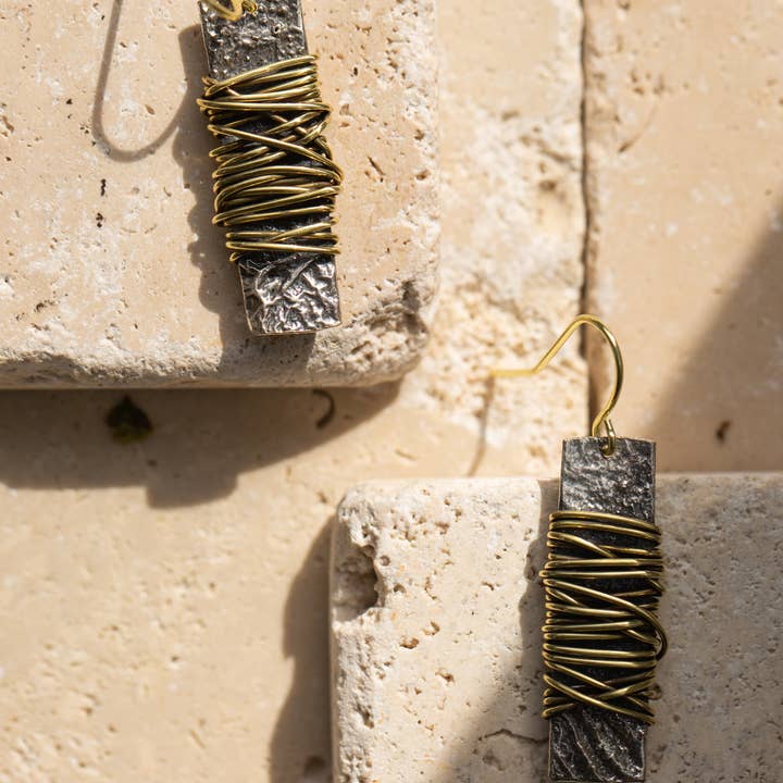 mixed metal wrapped earrings for wholesale by Saturate