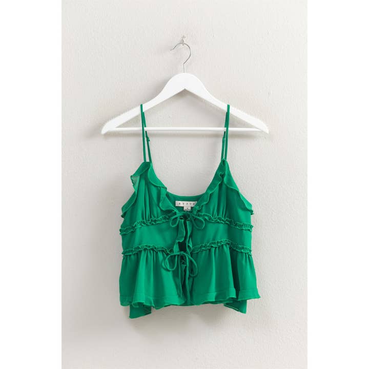 HYFVE - Wholesale Camisole - Women's - HF25E382-Chiffon Sleeveless Ruffled Cami Top