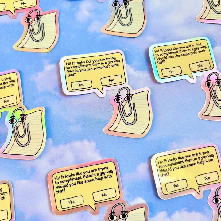 The Peach Fuzz - Wholesale Sticker - Gay Clippy Holographic Sticker5
