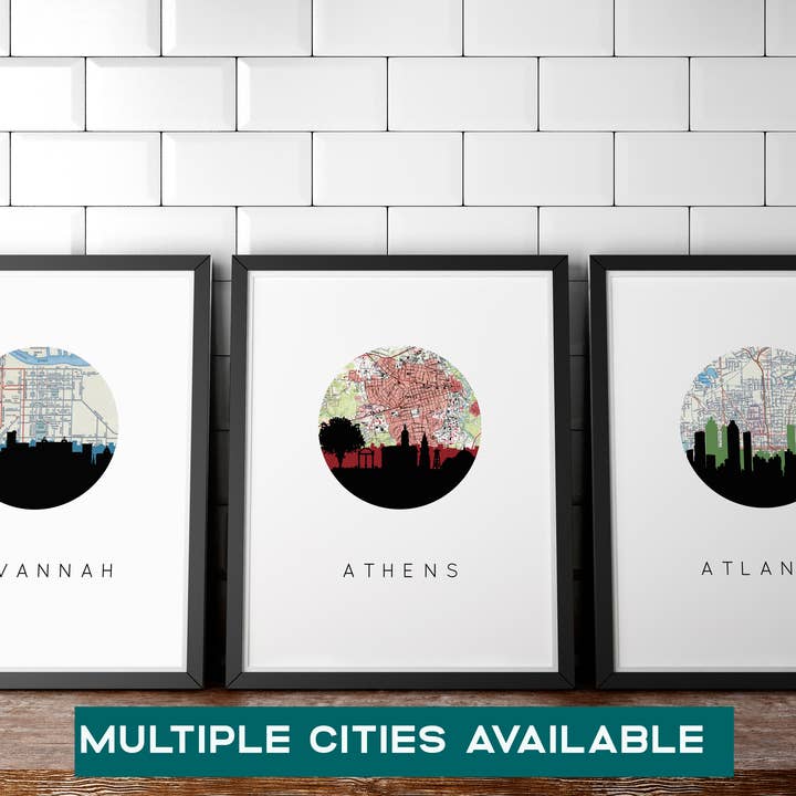 Georgia City Skyline Art Print | Multiple cities for wholesale by Paperfinch Design