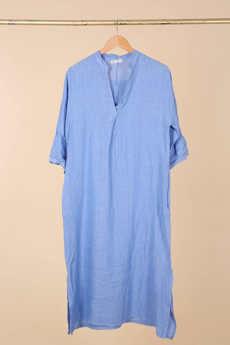 la maison des fibres naturelles – wholesale Klänning - Dam – Lång klänning med tunisisk krage 29340 i 100 % linne19