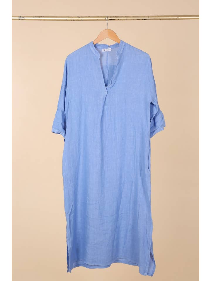 la maison des fibres naturelles – wholesale Klänning - Dam – Lång klänning med tunisisk krage 29340 i 100 % linne19