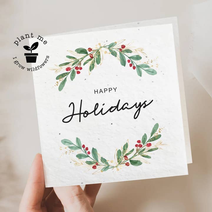 Plantable Christmas Cards Holly Berry for wholesale by Myeco