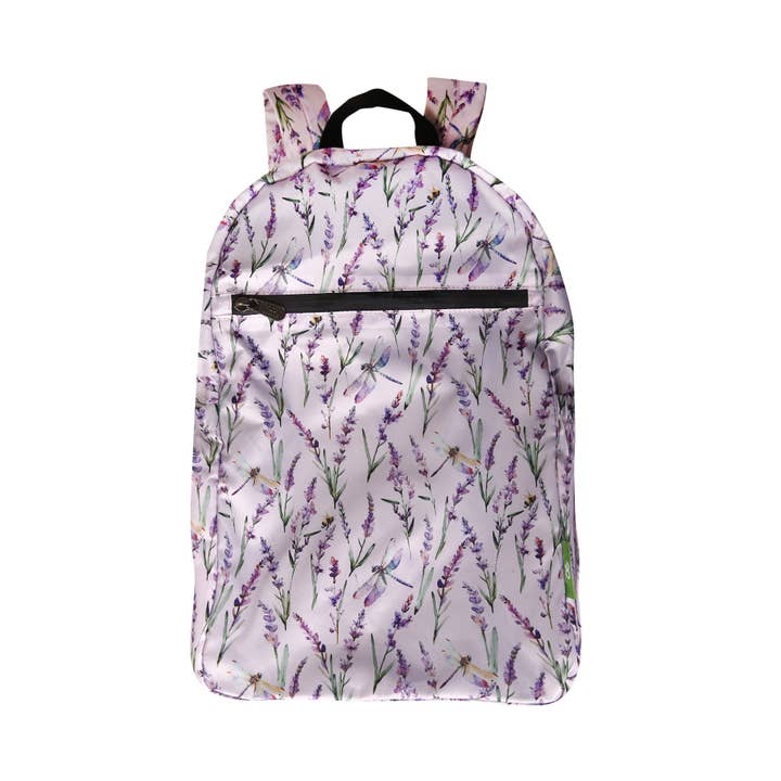 B113LC - Mochila Plegable Ligera Eco Chic Lavanda con Libélula Lila (Paquete de 2) para venta al por mayor de Eco Chic