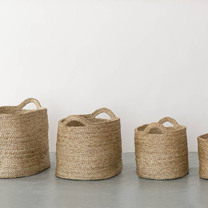 Cesto Oval com pega, juta - natural por atacado de Will & Atlas