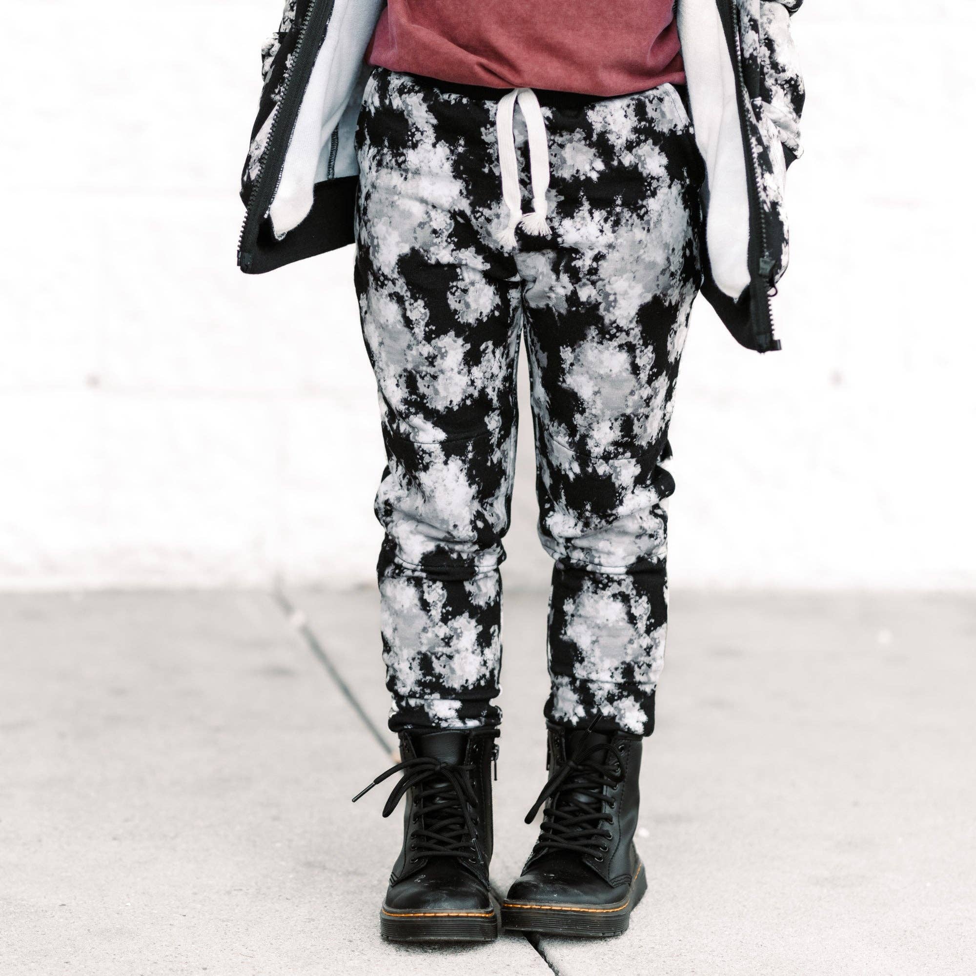 millie + roo LLC - Wholesale Lounge Sweatpants/Joggers - Kids - JOGGERS- Black Tie Dye Bamboo French Terry5