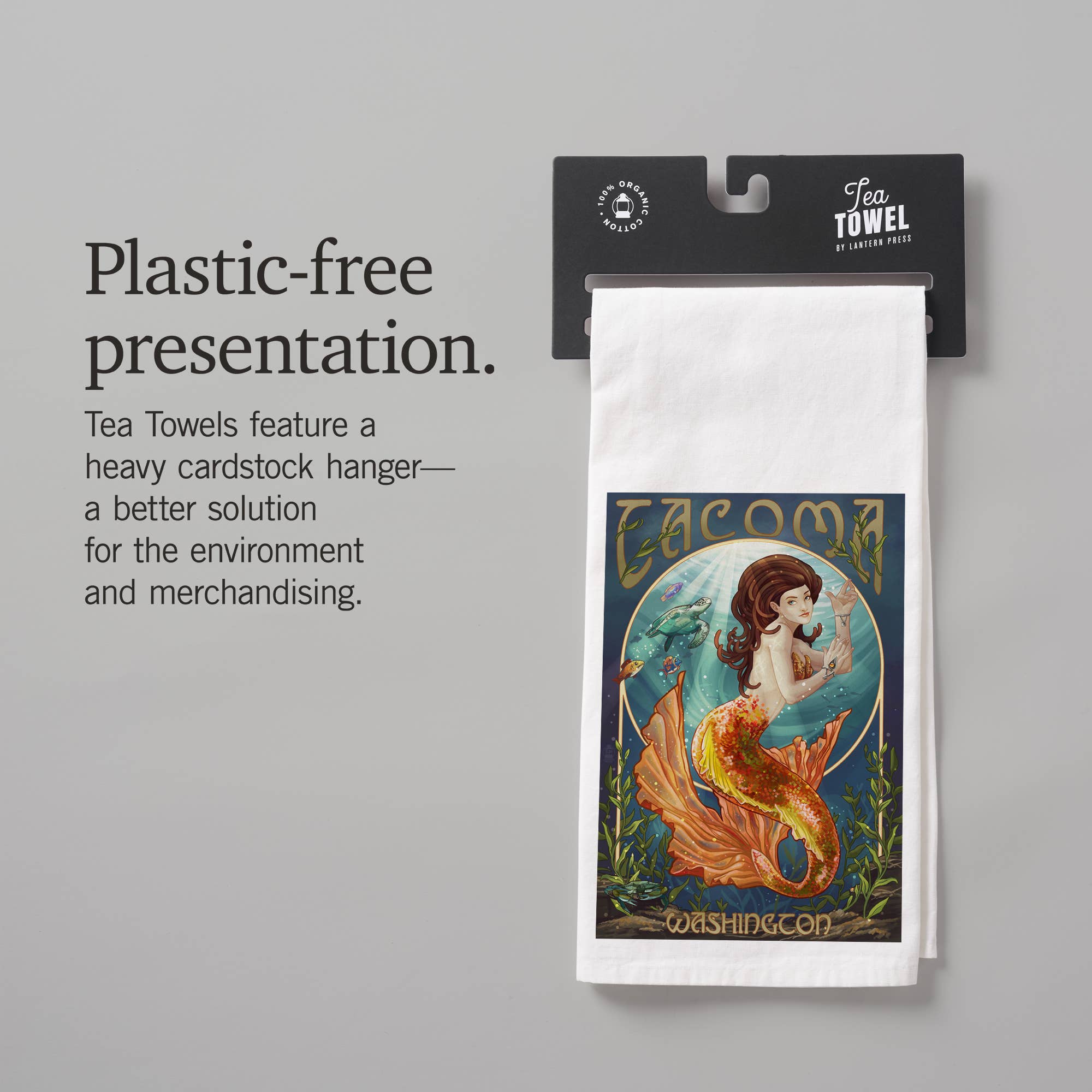 Lantern Press - Vendita all'ingrosso Strofinacci - ASCIUGAMANO DA TÈ BIOLOGICO Tacoma, Washington, Mermaid8