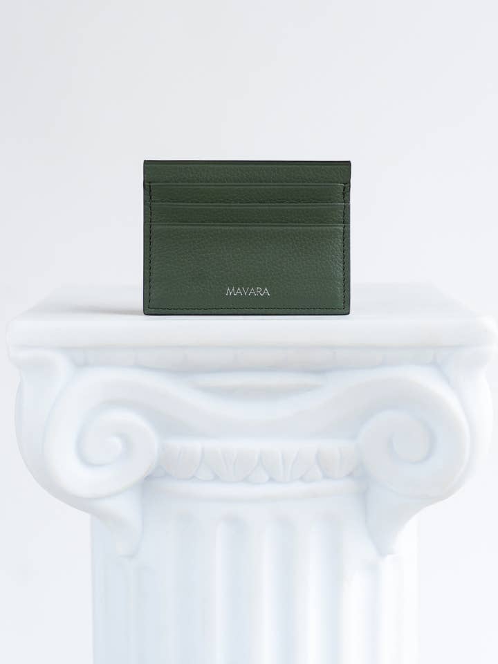 Oliven læder kortholder til mænd for engroshandel hos MAVARA