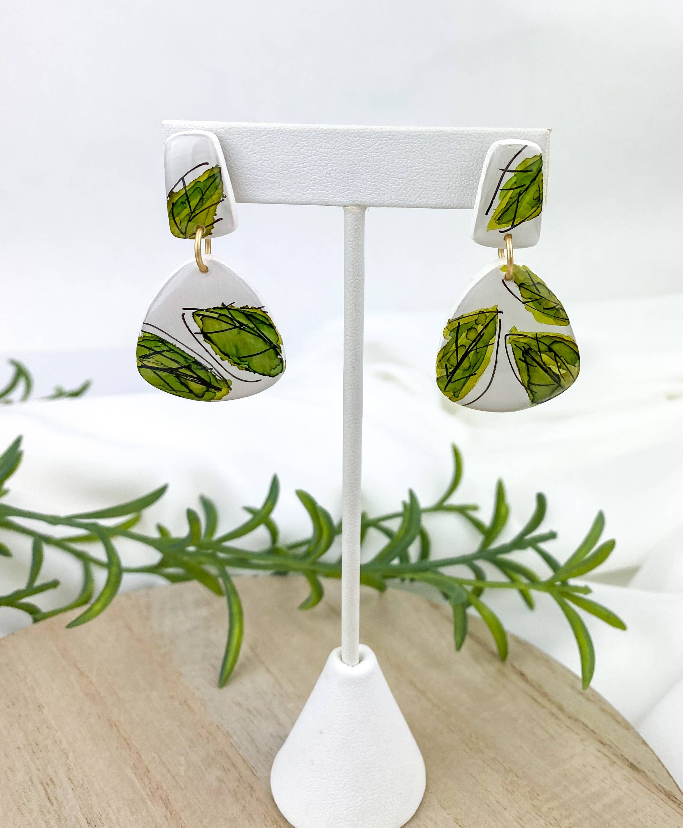 Light Shine - Wholesale Dangle Earrings - Hand Painted Sketchy Flower Clay Earring | Statement Drop3