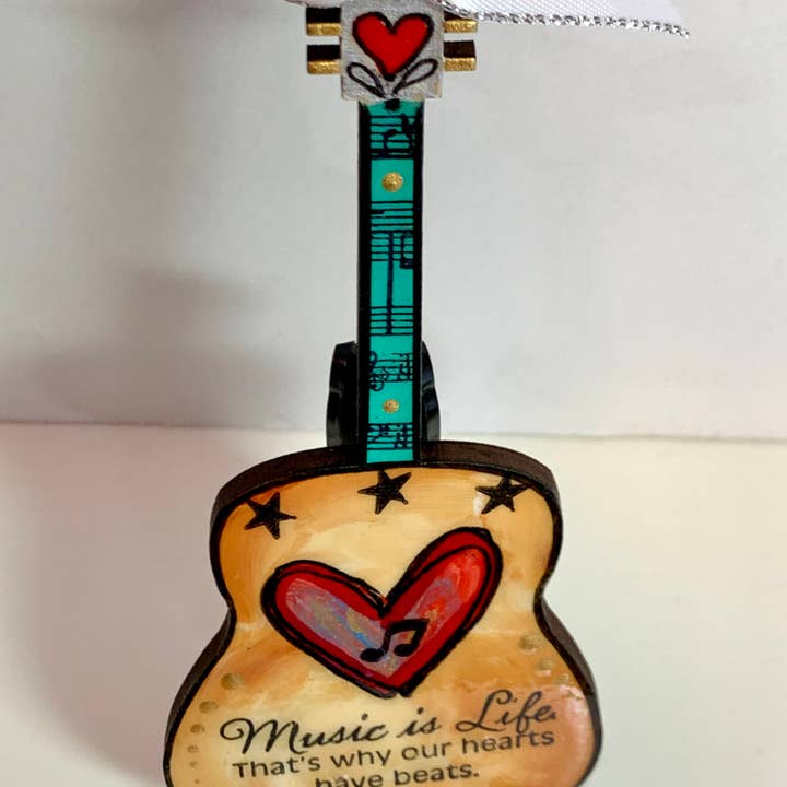 Clever Clogs Art - Vente Objets de décoration - Ornement pour guitare Music Is Life4