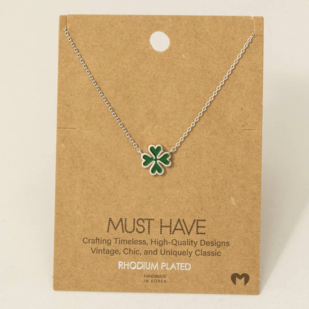 Fame Accessories - Wholesale Pendant/Charm Necklace - Green Clover Charm Necklace5