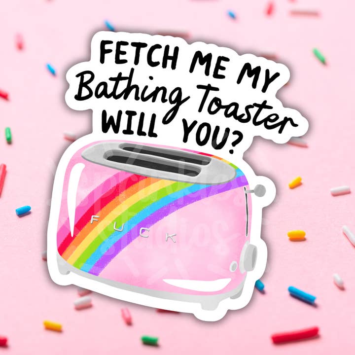 Bathing Toaster Vinyl Sticker for wholesale by Sprinkles Studios