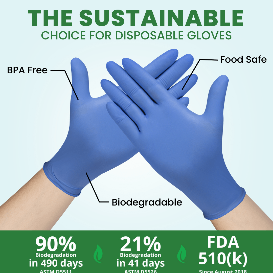 Eco Gloves – Luvas de limpeza por atacado – Luvas de Nitrilo Biodegradáveis (4,0 Mil) - AZUL VIOLETA (Caixa de 10 Caixas)1