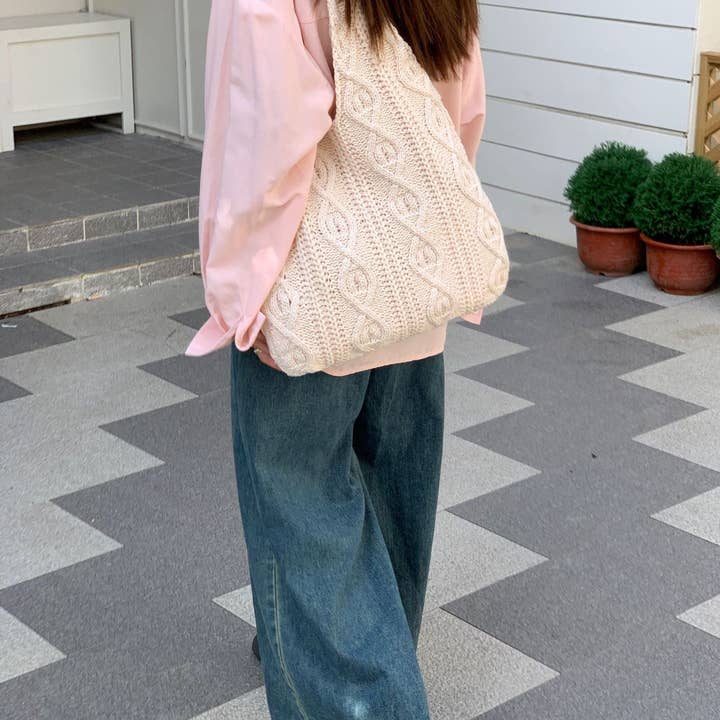 Suhkasana - Wholesale Tote bag – Women's - Large Tote Aesthetic Shoulder Hippie Knit Bag11