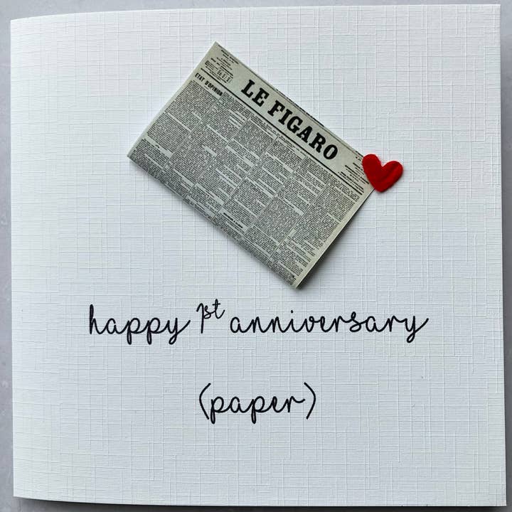1st Anniversary Card: Newspaper (Paper Anniversary) for wholesale by Lilac Sprig