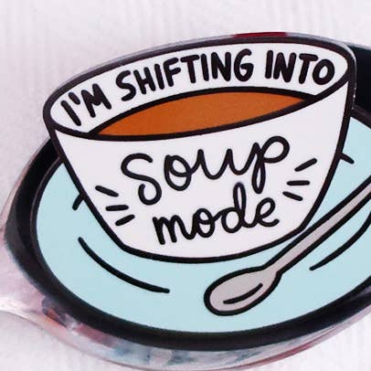 Soup enamel lapel pin for wholesale by Kate Gabrielle