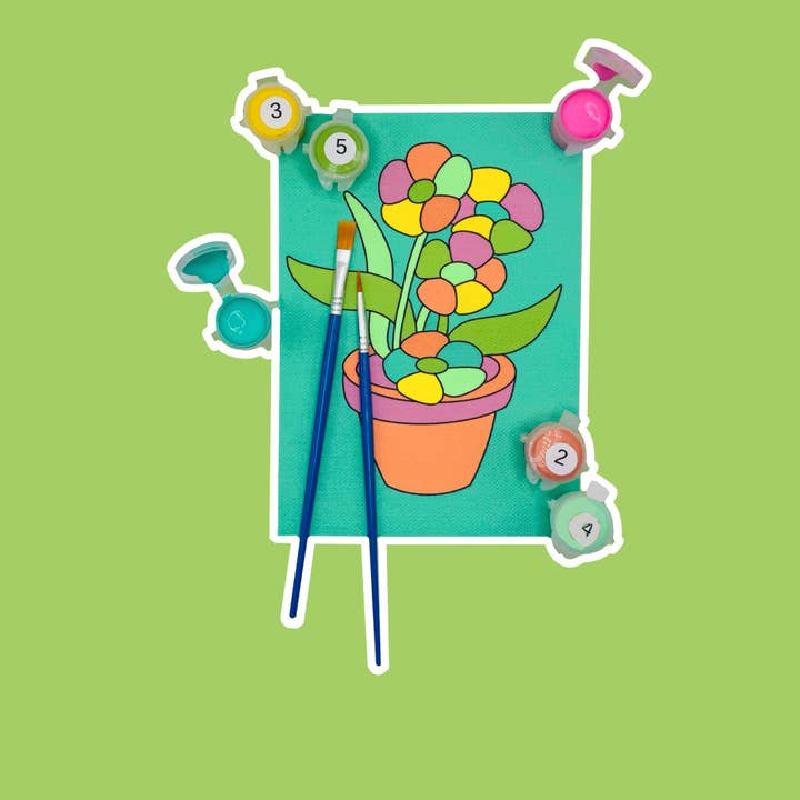 Flower Pot - Mini Paint by Number Kit (5x7) for wholesale by Colorful Creators