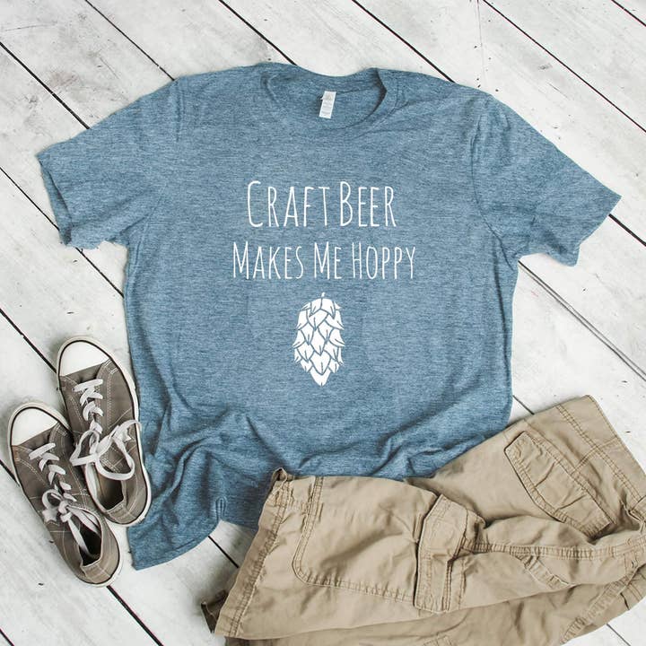 Moonlight Makers - Wholesale Screen Printed T-Shirt - Men's - Craft Beer Makes Me Hoppy - Funny Men's Tee - Hops, Pun