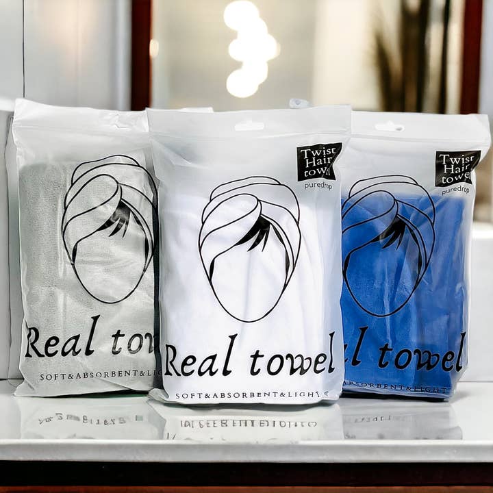 Pure Drop - Wholesale Hair Towel/Wrap - Microfiber Twisted Hair Towel - White