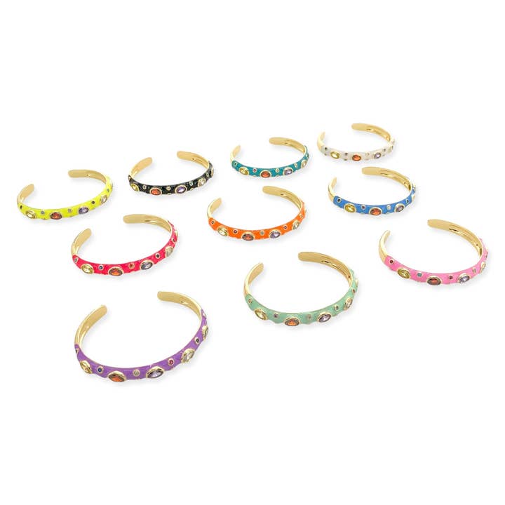 LBR163 - CZ Enamel Cuff* for wholesale by OMG Blings