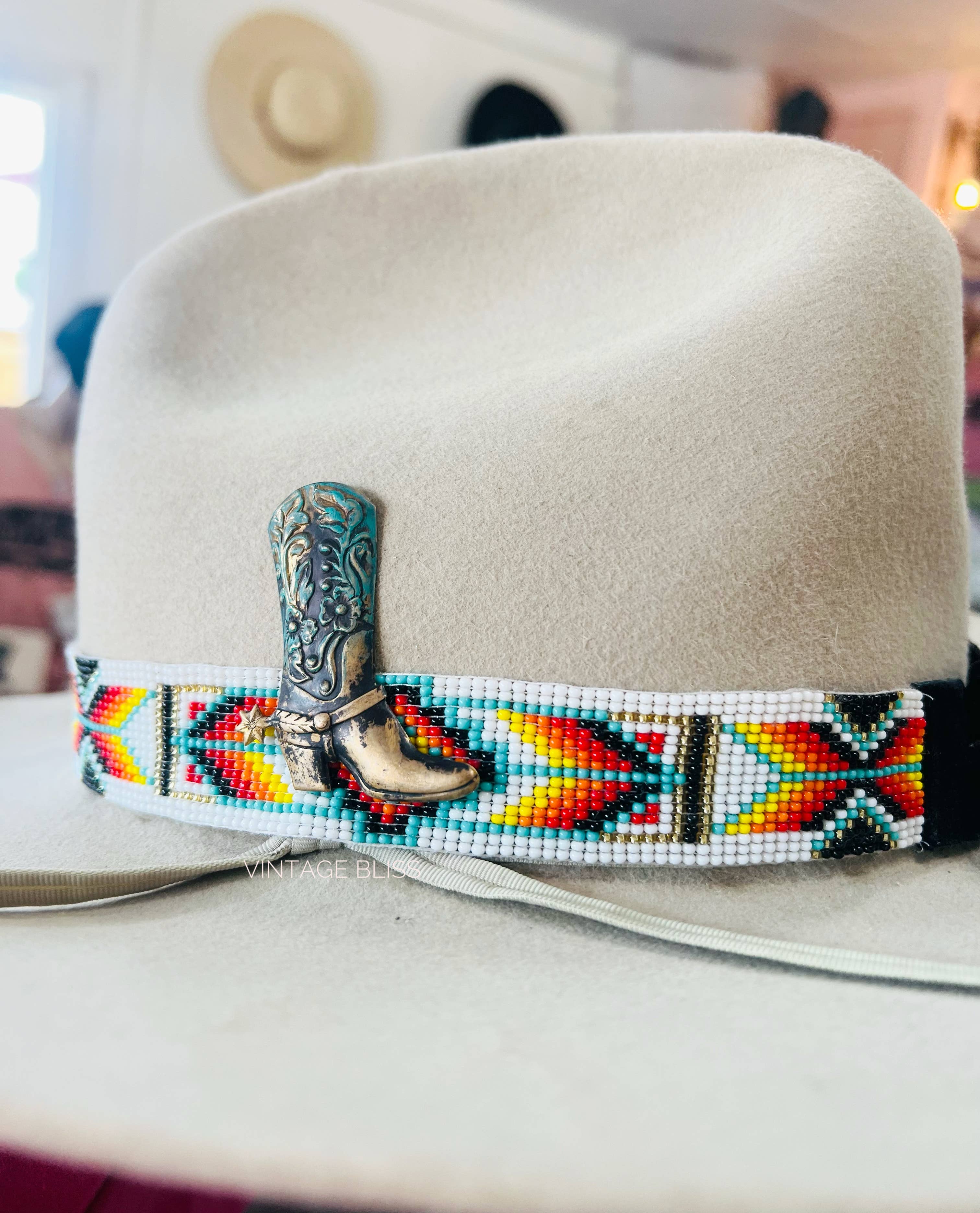 Vintage Bliss - Wholesale Hat Accessory - Women's - Western Turquoise Brass Cowboy Boot Hat Pin3