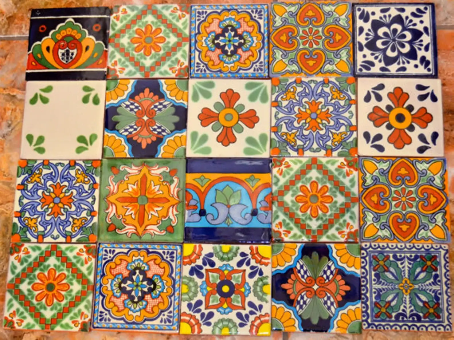 Mediterranean Collection - Wholesale Wall Tile - Talavera Hand painted Mexican Tiles 4x4  3