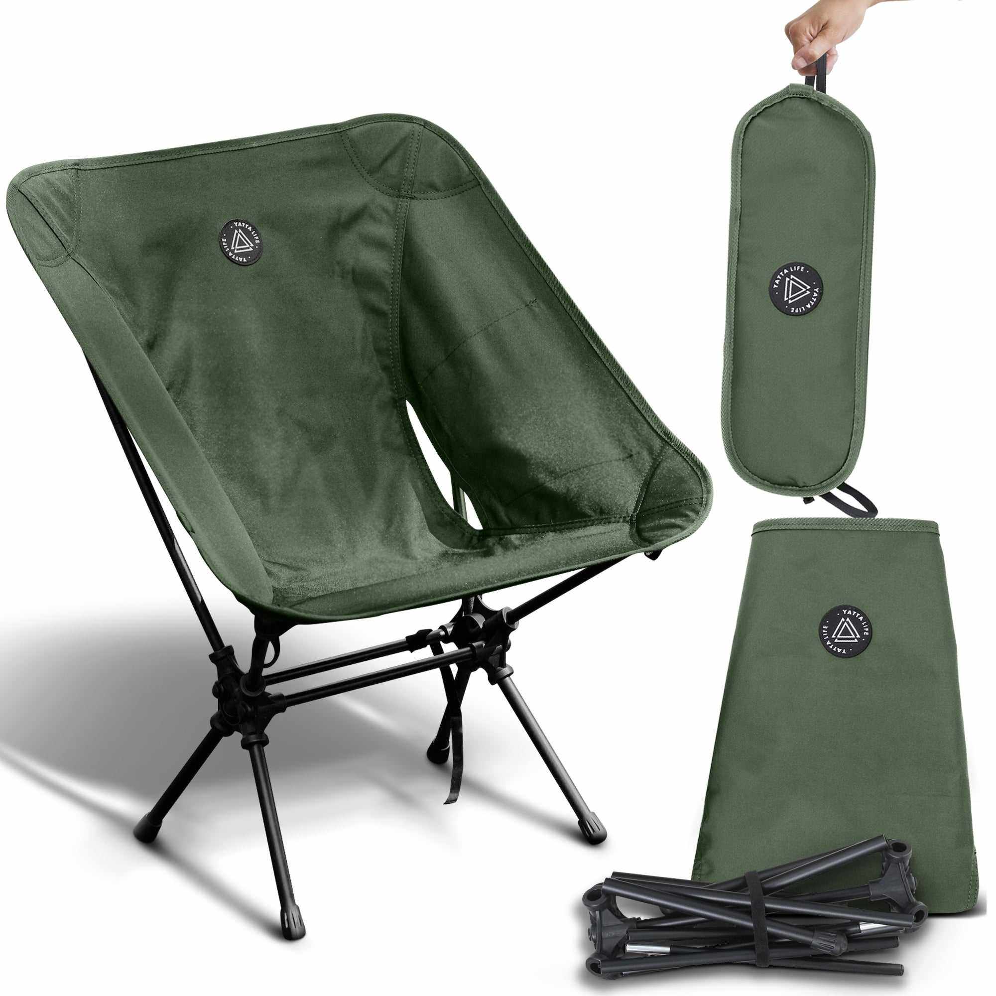 YATTA LIFE - Wholesale Klapstoel - Ultralichte campingstoelen met lage rugleuning en opbergzak - legergroen3