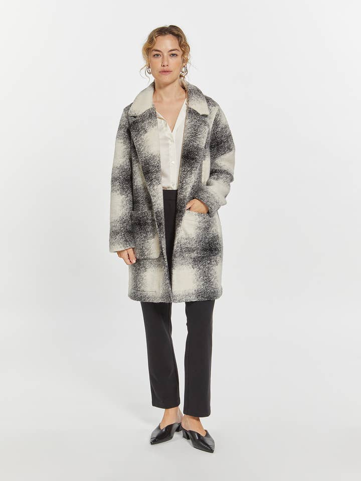 GUNMETAL PLAID Notch Lapel Coat - PRATT COAT for wholesale on Faire