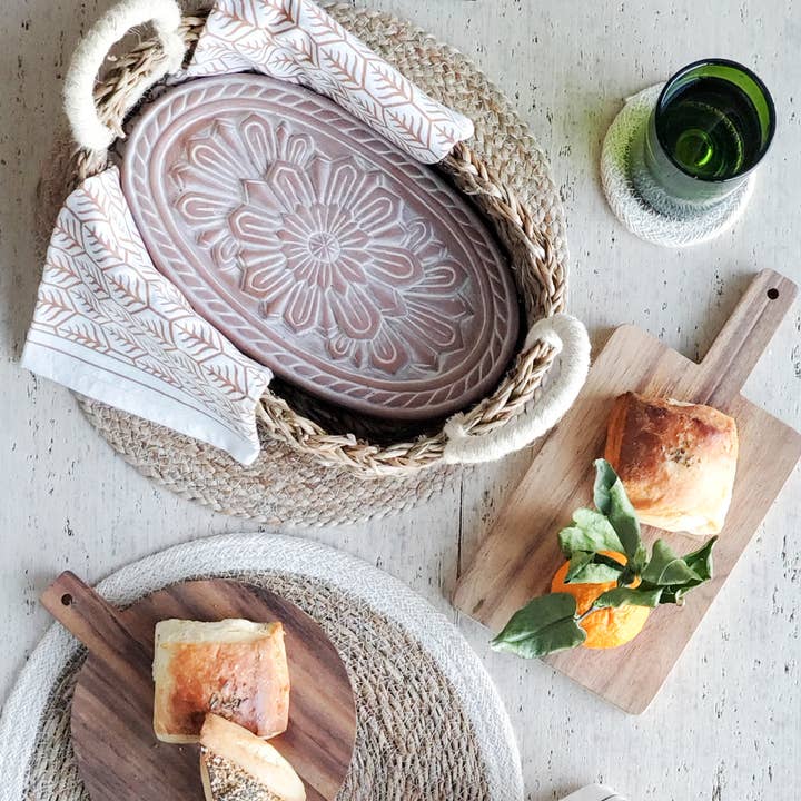 KORISSA - Wholesale Baking Dish - Handmade Bread Warmer & Wicker Basket - Flower3