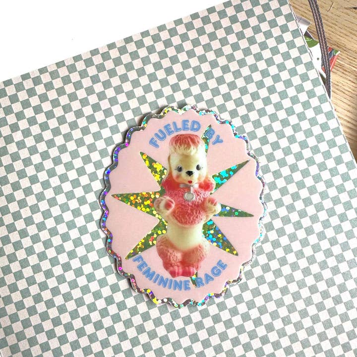Shellflower - Wholesale Sticker - Fueled By Feminine Rage Poodle Vinyl Glitter Sticker
