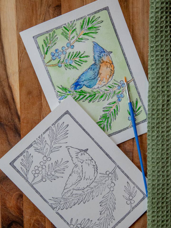 5X7 Blue Bird DIY Watercolor Art Card Kit for wholesale by Ashes & Arbor