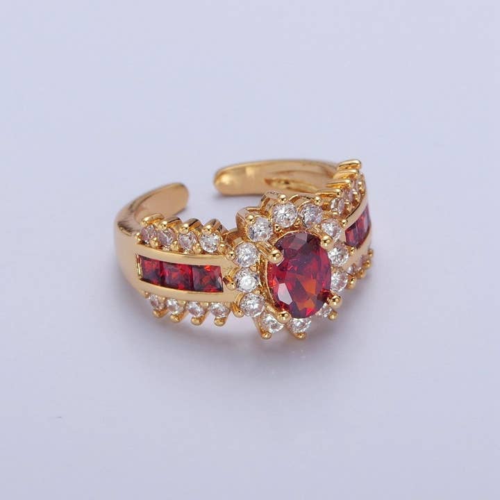 Anillo rojo pavé vintage para anillo llamativo, joyería abierta y ajustable O-2172 para venta al por mayor de Aim Eternal