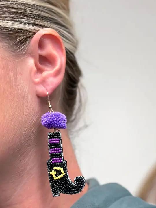 Beaded Witch Shoes Dangle Earrings for wholesale by Prep Obsessed Wholesale