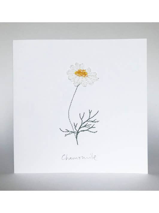 Chamomile Embroidered Notecard for wholesale by Sarah Becvar Design