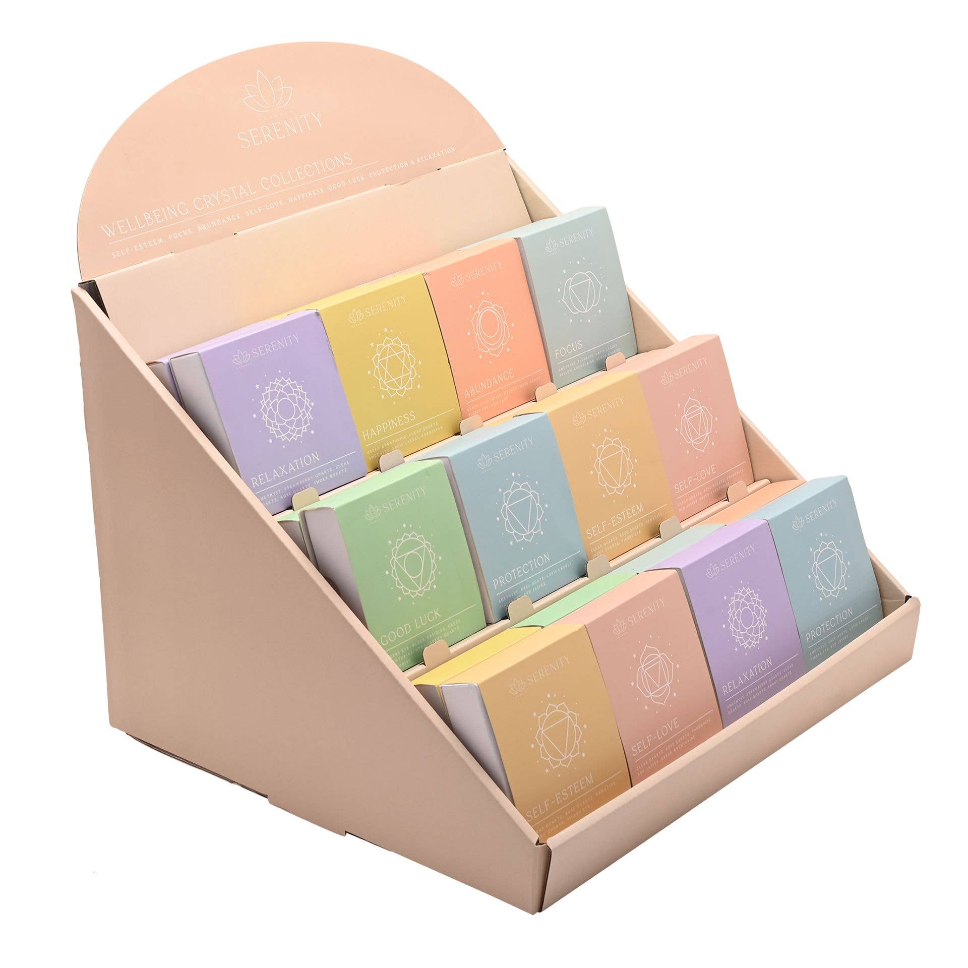 WIDDOP and Co. - Wholesale Ornament - **ASTD MULTI 24** Serenity Wellbeing Crystal Collection CDU2