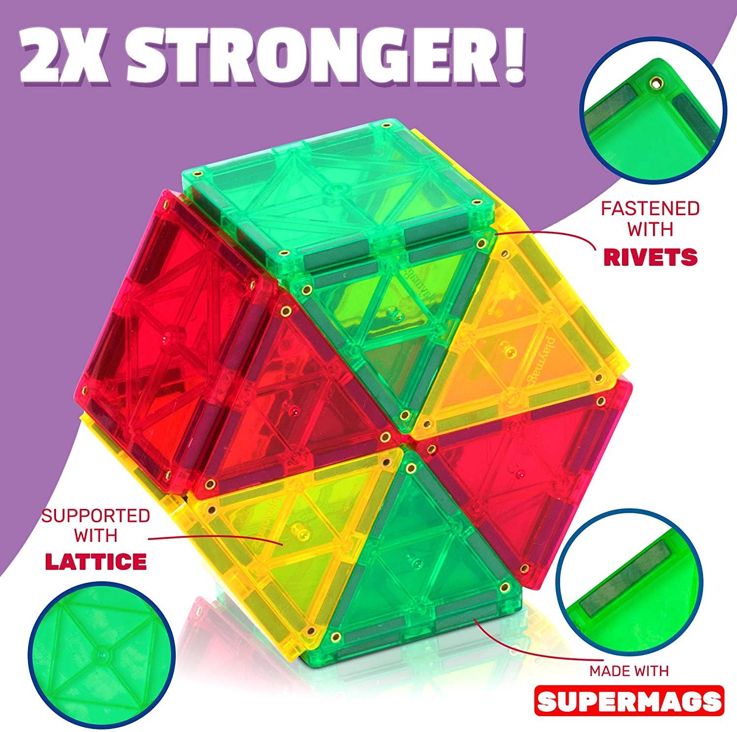 The Toy Group - Wholesale Building Set - Kids - Playmags 100 Piece Building Blocks Magnet Educational Set7