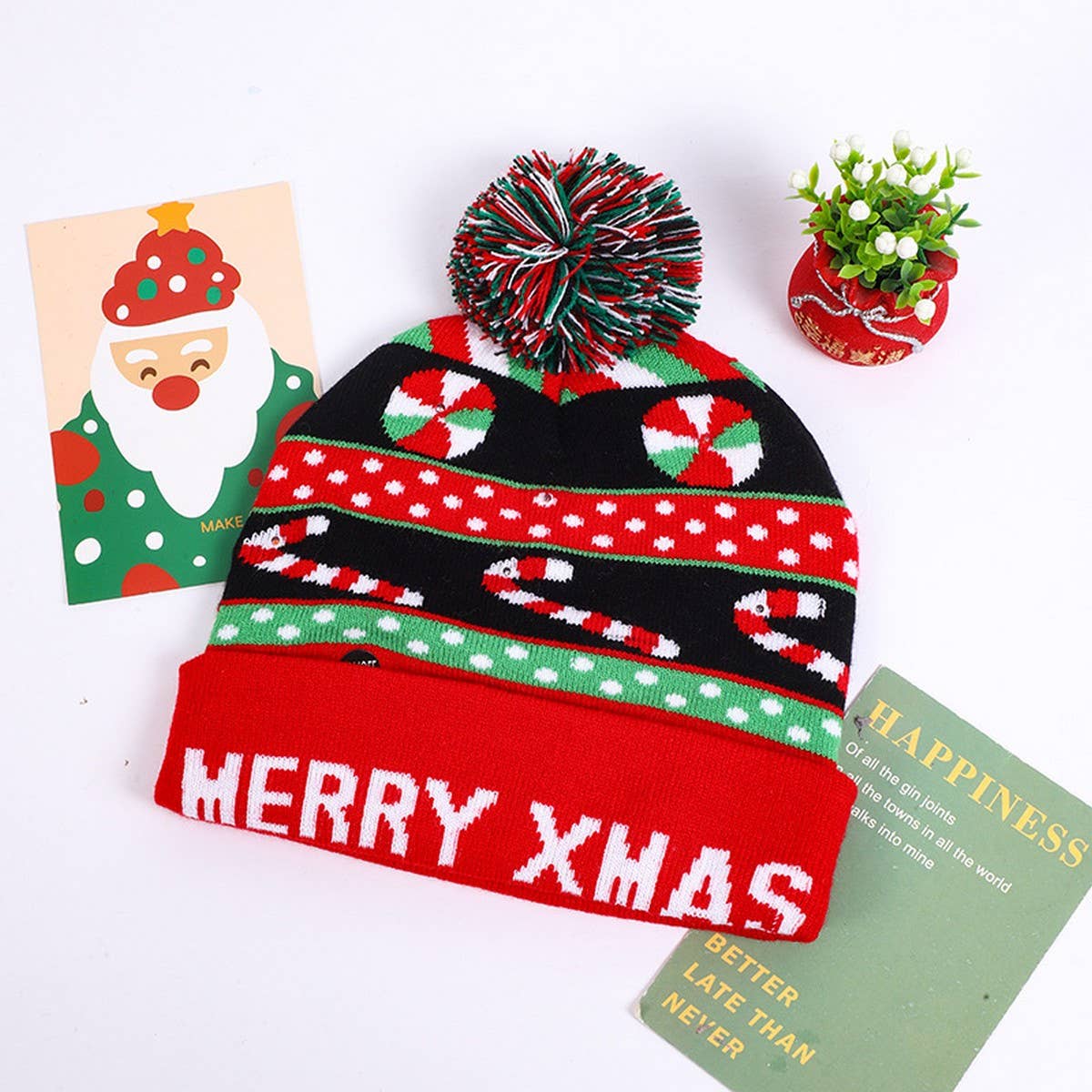 ACCITY - Wholesale Santa Hat - CHRISTMAS LED LIGHT GLOWING KNITTED CHRISTMAS HAT_CWAH231417
