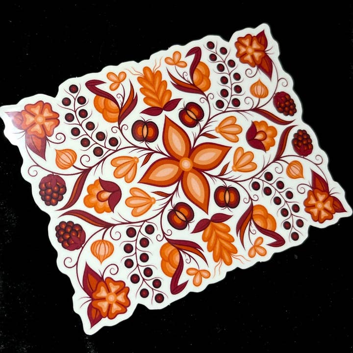 Bizaanide'ewin - Wholesale Sticker - Pink/Orange Ojibwe Floral Sticker