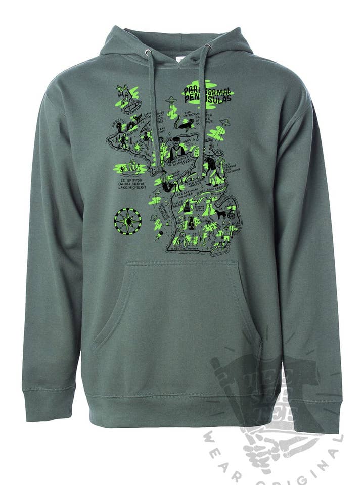 Paranormal Peninsulas™ Michigan Pullover Hoodie for wholesale by Idea Farm LLC