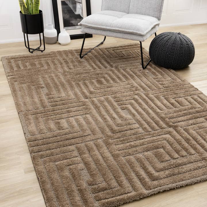 Modern Geometric Brown Area Rug for wholesale by Koshani