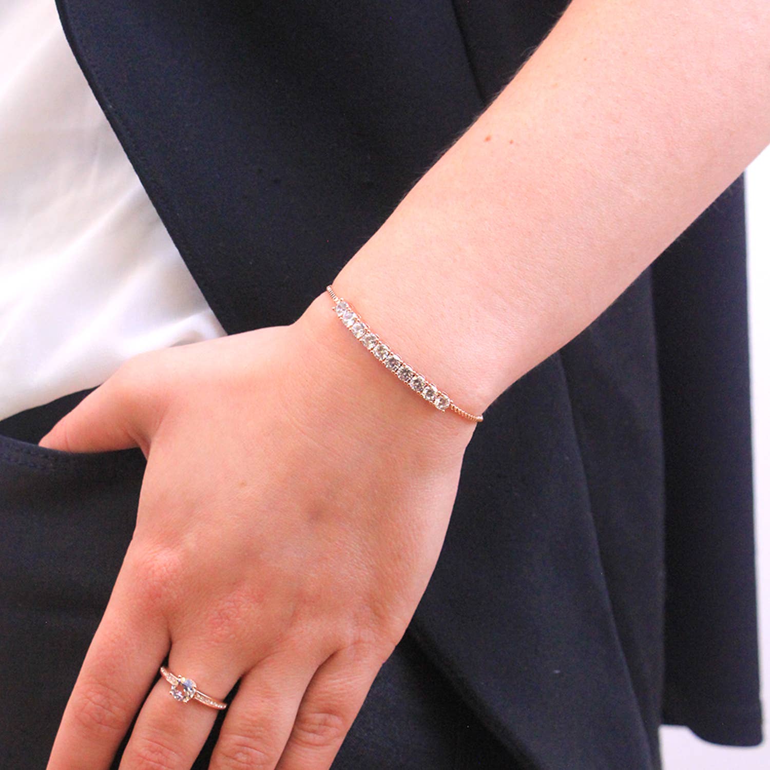 CARALI / MYC Paris - Wholesale Engagement Ring - Elise Ring - Rose Gold and Crystal5