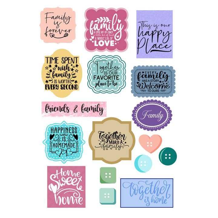 Family Collection Laser Cut Scrapbook Embellishments by SSC Designs - 3 Packs for wholesale by SSC Wholesale