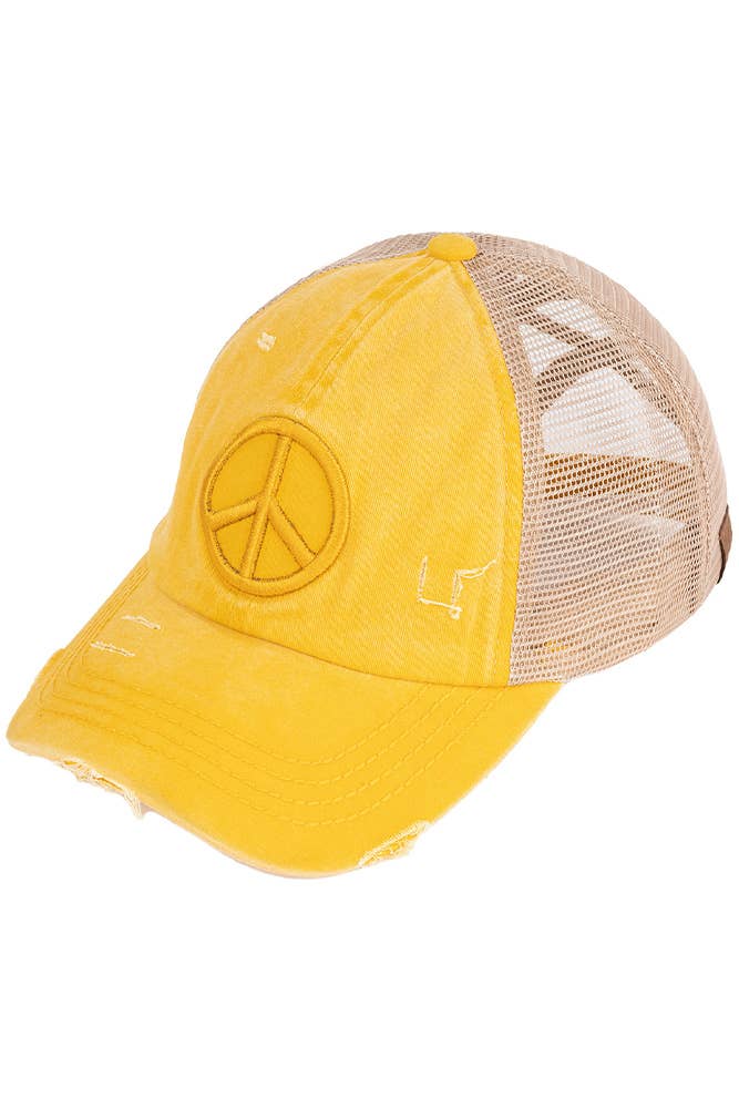 Hana - Vendita all'ingrosso Cappello per coda di cavallo - Donna - Cappello C.C Peace Sign Criss Cross Pony invecchiato5